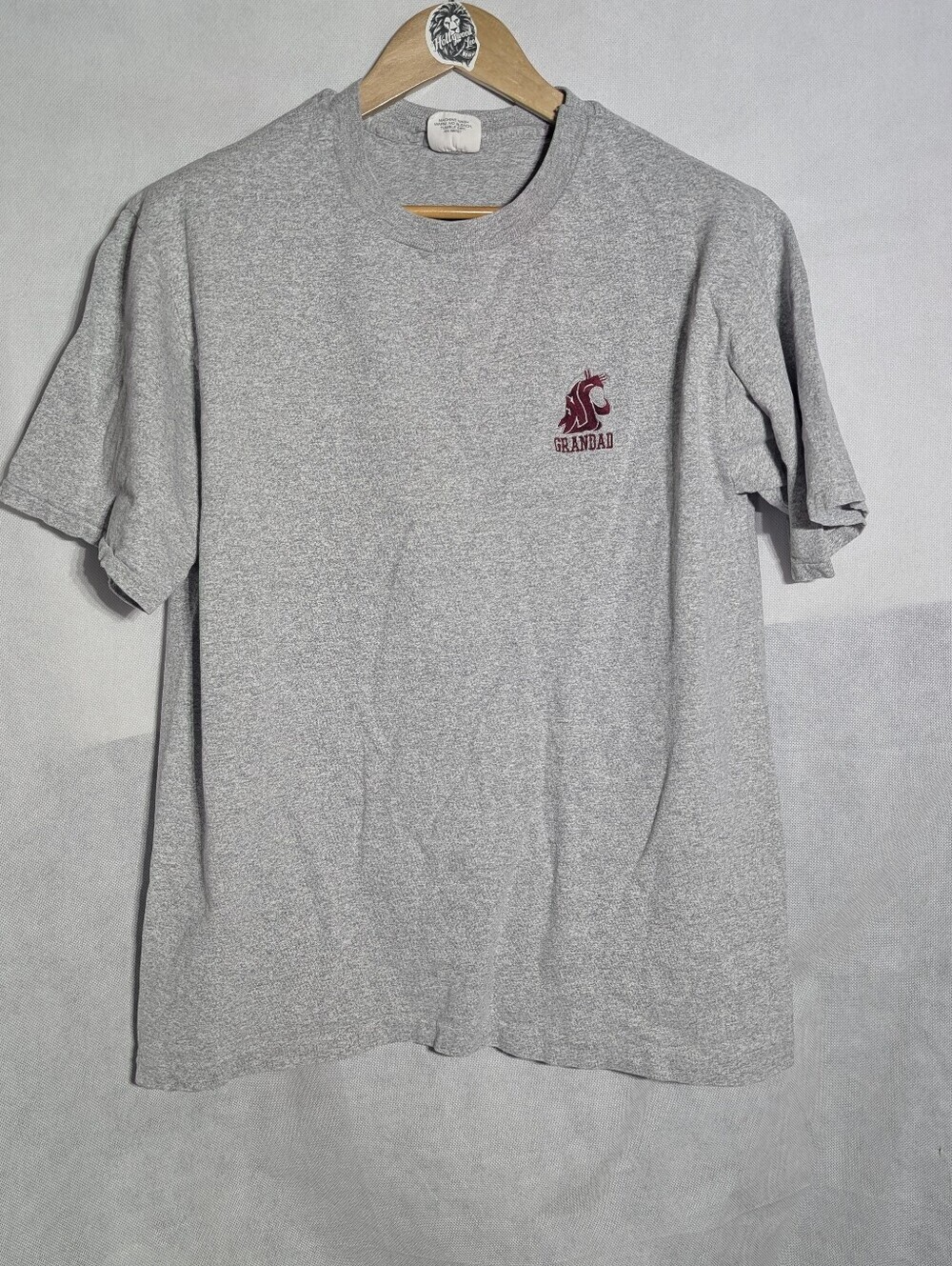 Vintage 90s WSU Cougars Grandad T Shirt Large Gray Cotton Exchange Made in USA